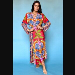 Antica Sartoria Vibrant Multicolor Maxi Dress Italy sz L/XL NWT   /B21
